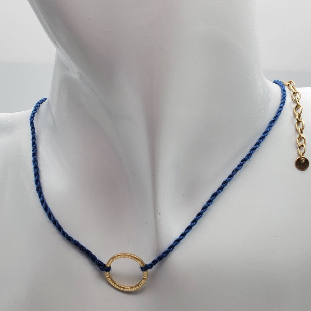 Blue braided eternity circle Choker w extender N2013 dark academia